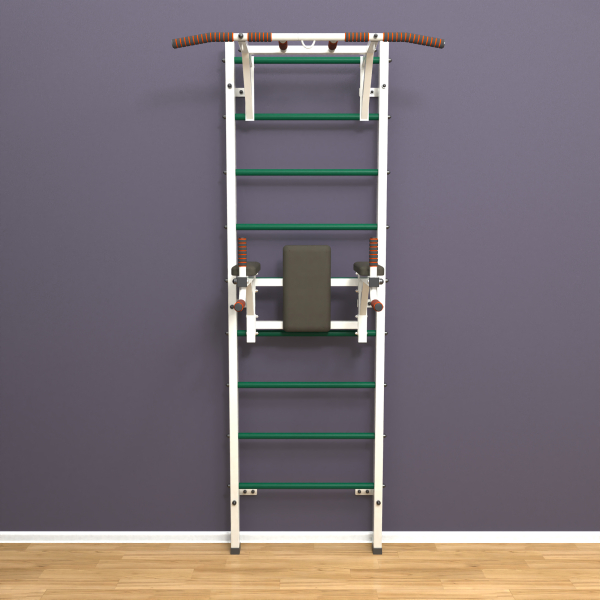 Шведская стенка «LittleSport» White Pull-Up 2.0 зеленые ступени
