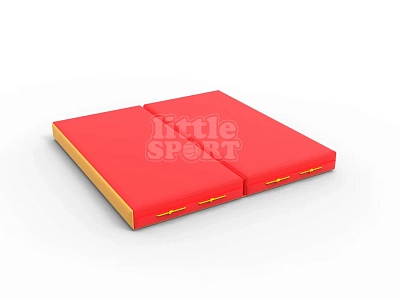 картинка Мат кожзам LittleSport (100х100х10см) складной в 2 сложения красный/желтый от магазина БэбиСпорт