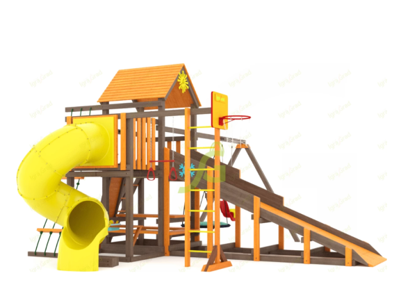 картинка Всесезонная площадка IgraGrad С с балконом и трубой SF от магазина Лазалка