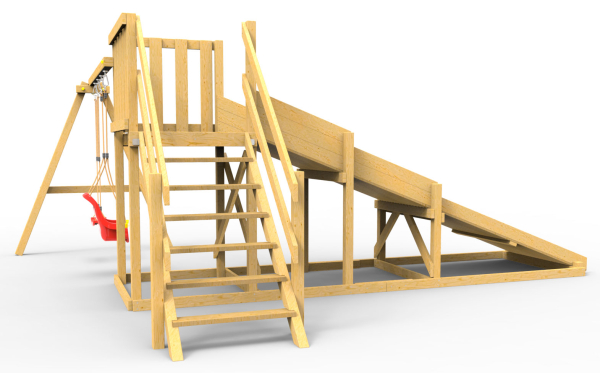Детская площадка - деревянная горка  Пикник "Зима №2" с качельной балкой