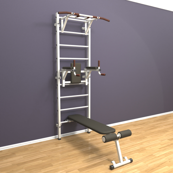 картинка Шведская стенка «LittleSport» White Pull-Up 3.0 белые ступени от магазина Лазалка