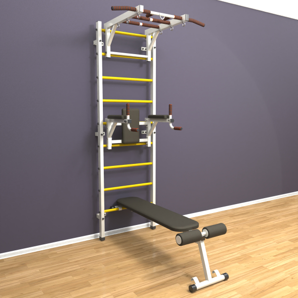 Шведская стенка «LittleSport» White Long 3.0 желтые ступени