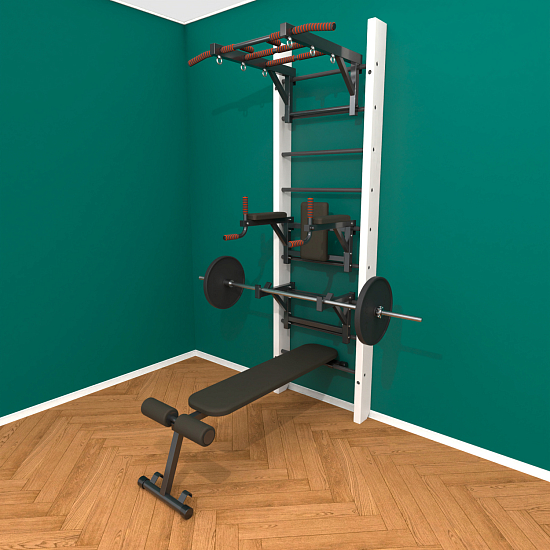 картинка Брашированная шведская стенка "Кастерли" White ТБCШ (Черные ступени) от магазина Лазалка