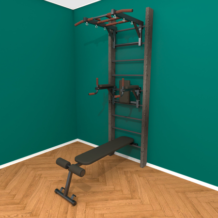 картинка Брашированная шведская стенка "Кастерли" Черный ТБС (Черные ступени) от магазина Лазалка