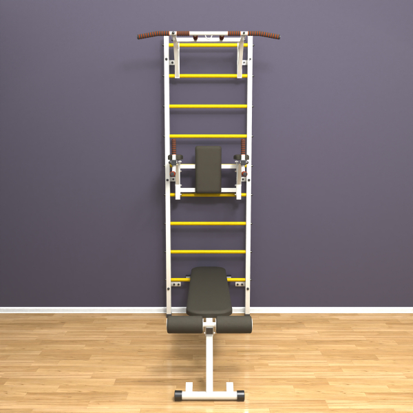 картинка Шведская стенка «LittleSport» White Pull-Up 3.0 желтые ступени от магазина Лазалка