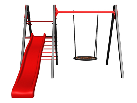 картинка Уличные качели Sv Sport Maxi с горкой УК142.5В1 (4.0м/Гнездо 115см/Подвесы на втулке 1к) от магазина Лазалка
