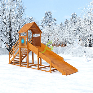 Заливная горка "IgraGrad Snow Fox Start с крышей", скат 4 м