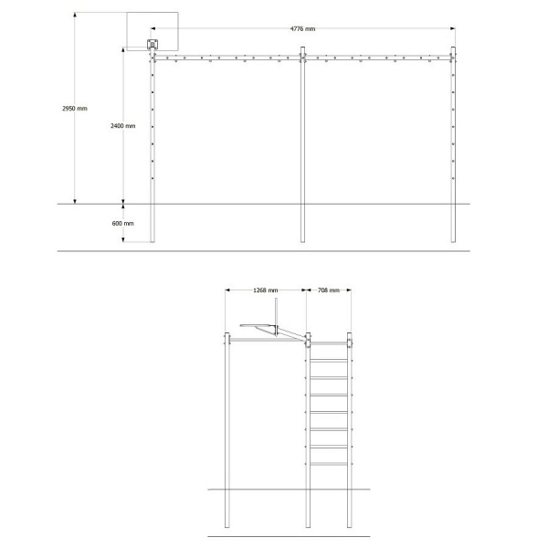картинка Уличная шведская стенка Sv Sport рукоход х 2 с комплектом турник прямой 2шт и сеткой арт. У50066р от магазина Лазалка