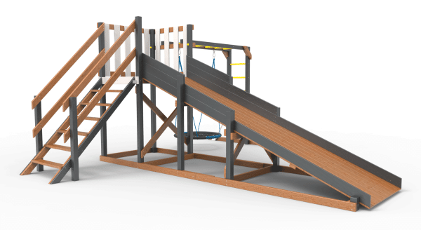 Детская площадка - деревянная горка  Пикник "Зима №2" Ультра с рукоходом и гнездом