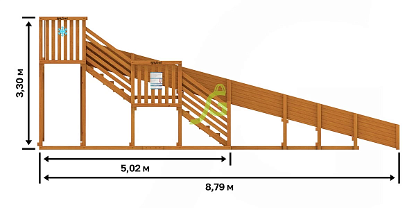 Зимняя горка "IgraGrad Snow Fox", скат 8 м