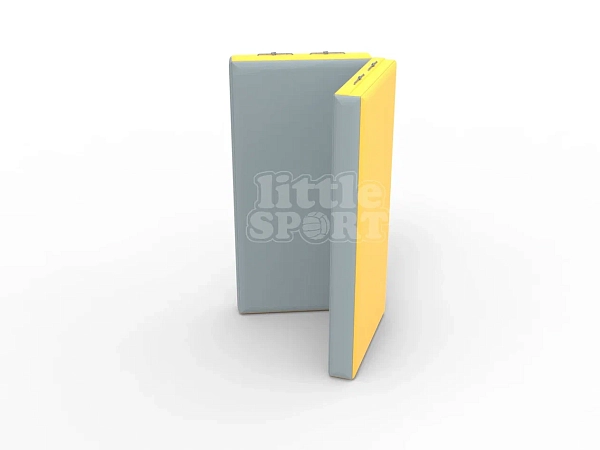 картинка Мат кожзам LittleSport (100х100х10см) складной в 2 сложения серый\желтый от магазина Лазалка