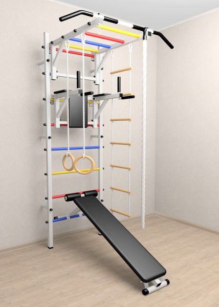 Шведская стенка Sv Sport 525 (Турник рукоход/Брусья/Скамья/Канат/Кольца/Лестница)